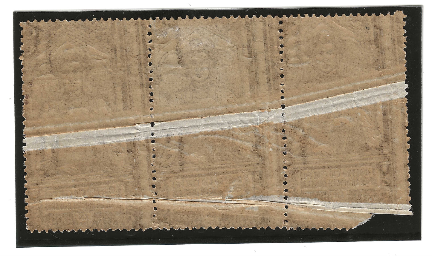 1921 Regno d'Italia - Striscia di francobolli da 40 c. della serie Dante con varietà doppia piega di carta MH*