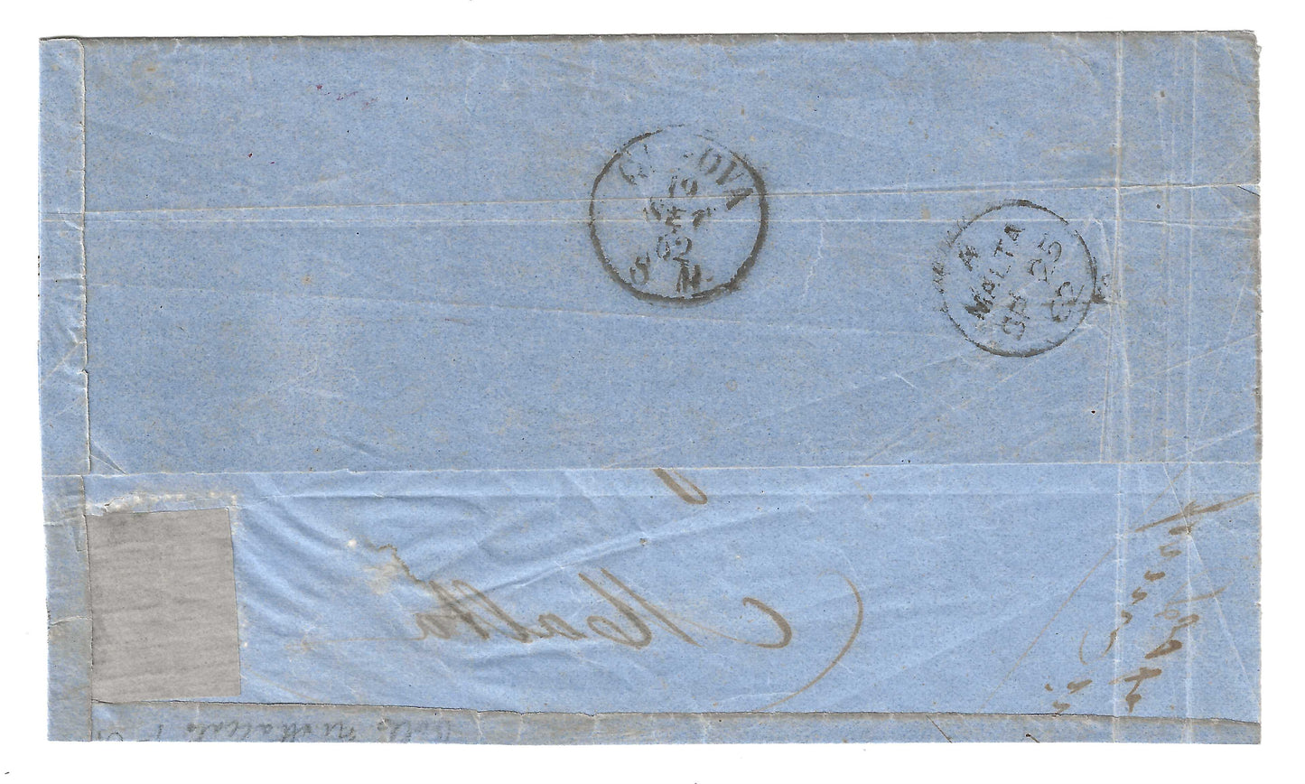 1862 Regno d'Italia - 40 cent. dentellato su frontespizio da Loano a Malta