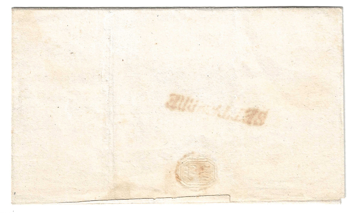 1858 Regno di Napoli - Francobollo da 1 grana isolato su lettera per città da Teramo