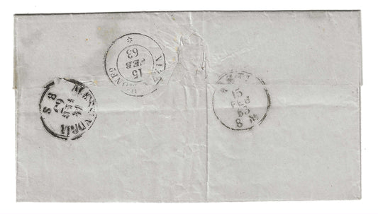 1863 Regno d'Italia - Francobollo da 15 c. tipo Sardegna su piego con annullo di SARTIRANA