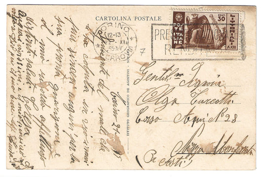 1935 Regno d'Italia Cartolina con francobollo 30 c. Littoriali da Torino a Nizza Monferrato