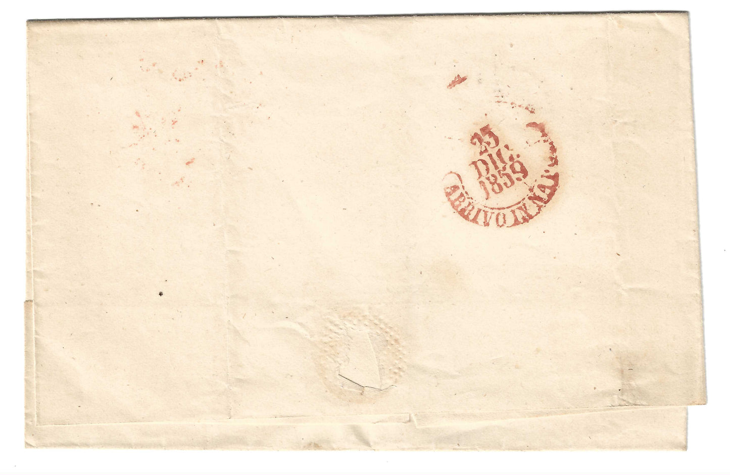 1859 Regno di Napoli - Piego di lettera da Gioja a Napoli con francobollo da 2 grana rosa brunastro