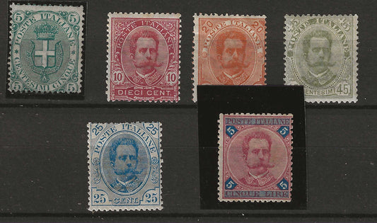 1891 Regno d'Italia Serie completa francobolli Stemma e Effigie Umberto I MH* 5 e 45 c MNH**