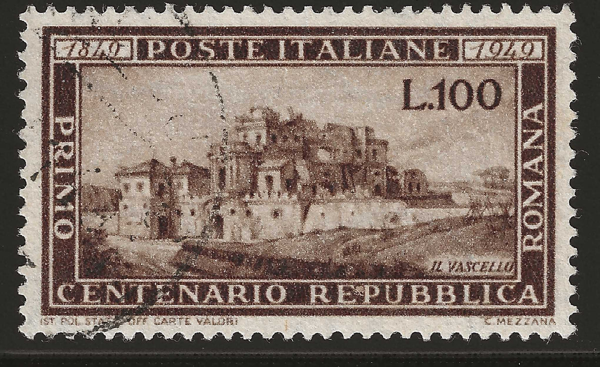 1949 Repubblica italiana - Francobollo da 100 l. Repubblica Romana usato