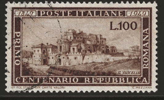 1949 Repubblica italiana - Francobollo da 100 l. Repubblica Romana usato