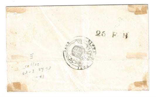 1851 Regno di Sardegna - Piego da NOVI a Tortona con francobollo da 20 c. I emissione grandi margini