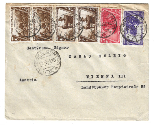 1932 Regno d'Italia Busta per Vienna con francobolli della serie Decennale Marcia su Roma