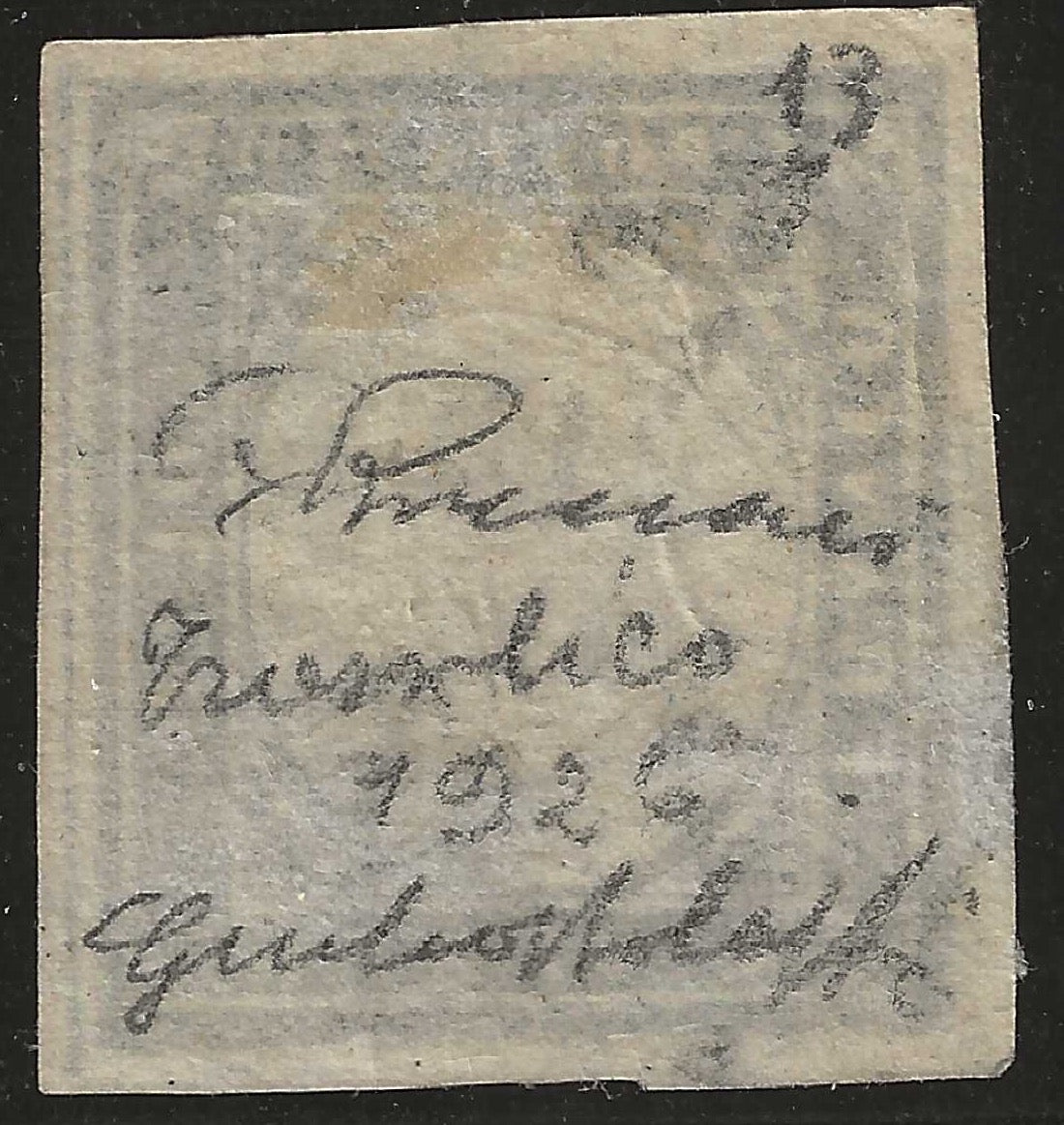 1861 Sardegna - Raro annullo di TRASSILICO su francobollo da 20 cent. firmato Vaccari e Bolaffi