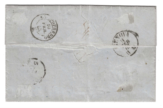 1863 Sardegna - Piego con francobolli da 5 e 10 c. IV emissione e annullo raro di Rossiglione
