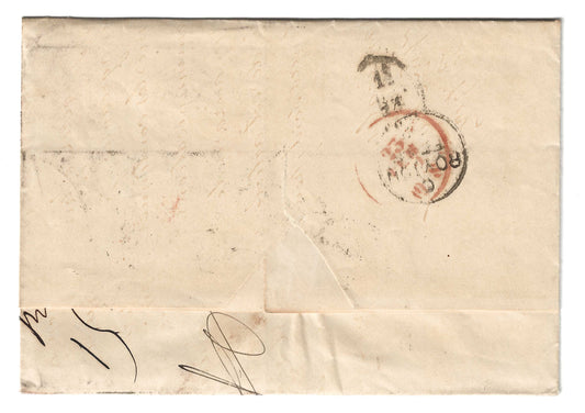 1867 Gran Bretagna - Francobollo da 6 p. violetto tipo del '65 su piego di lettera per Napoli