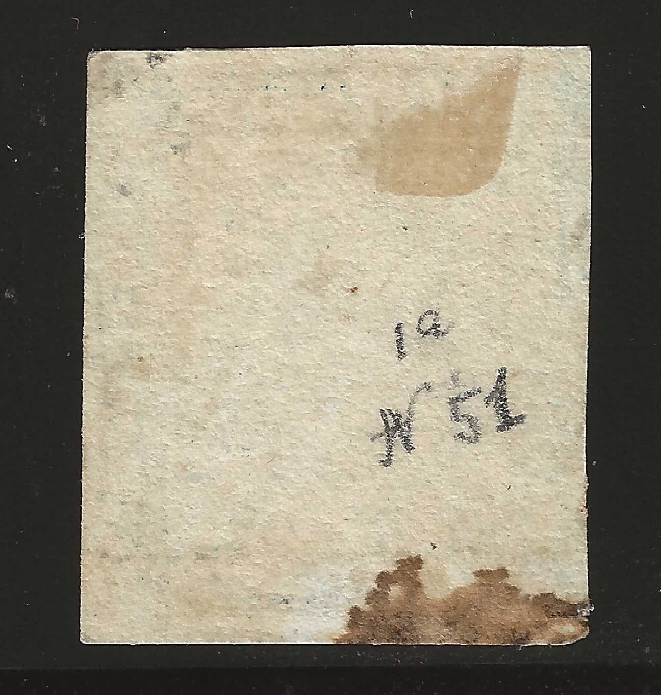 1859 Sicilia - Francobollo da 2 grana azzurro I tavola posizione 51 usato