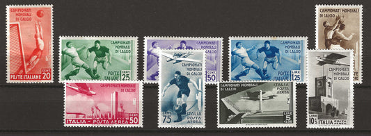 1934 Regno d'Italia Serie completa ordinaria + aerea francobolli 2° Mondiale di Calcio MH*