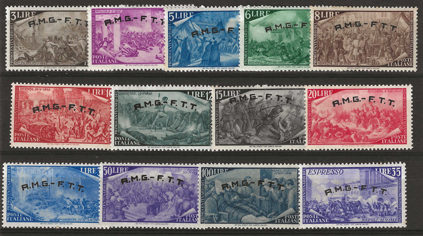 1948 Trieste A (AMG-FTT) - Serie completa francobolli Risorgimento ordinaria + espressi MH*