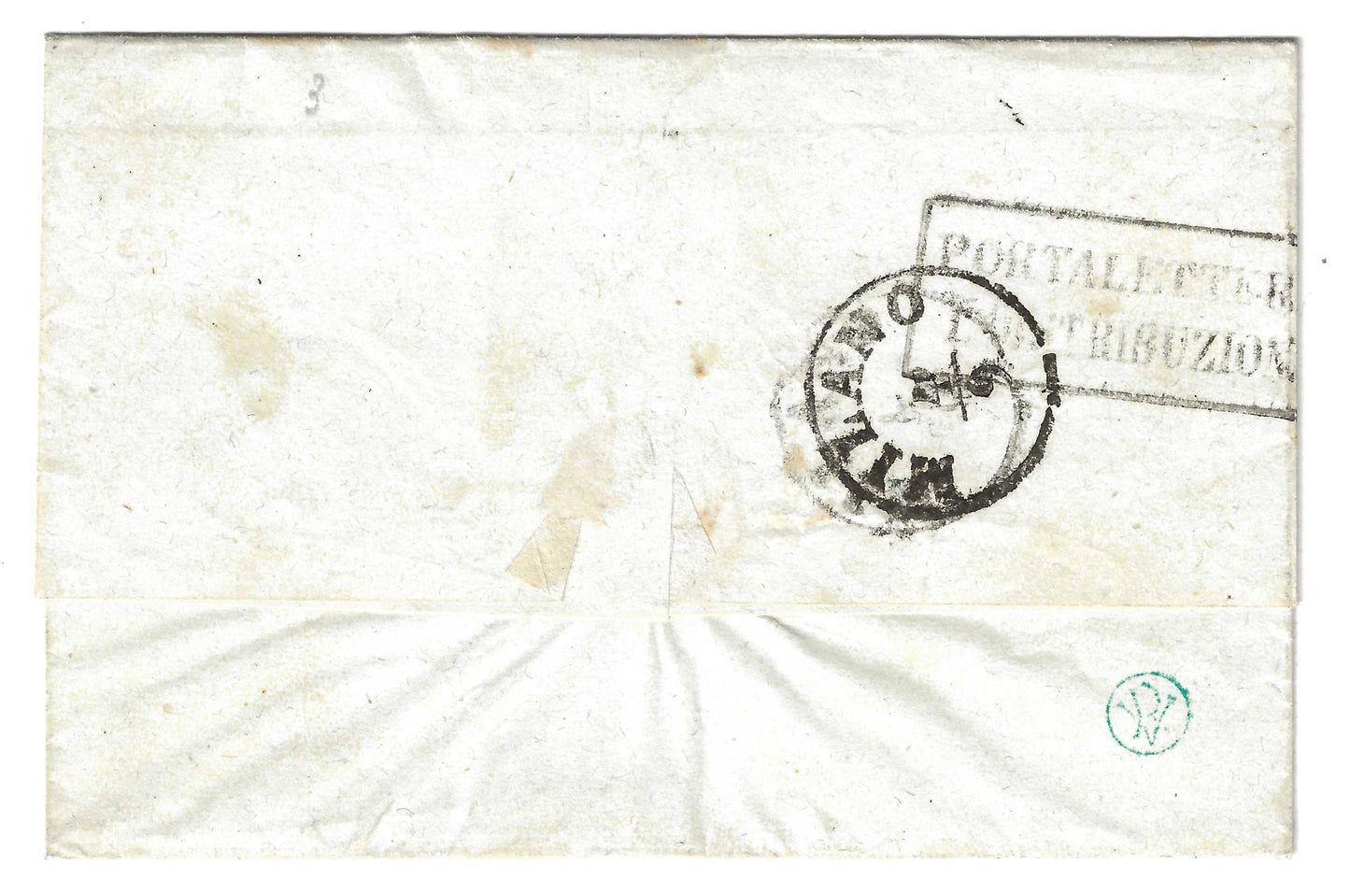 1850 Regno Lombardo Veneto - Piego da Bergamo a Milano con francobollo da 15 c. rosso I emissione