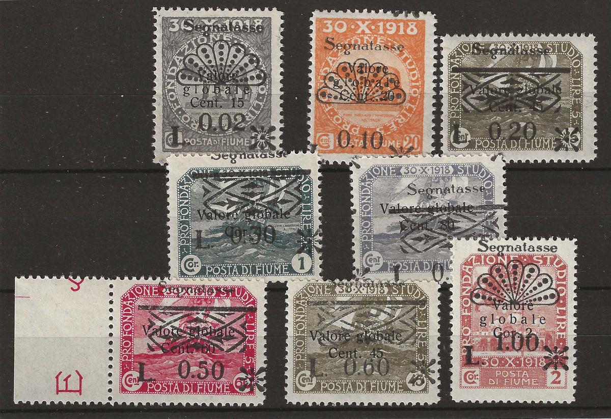 1921 Fiume - Segnatasse su Valore Globale serietta 8 valori nuovi MNH**