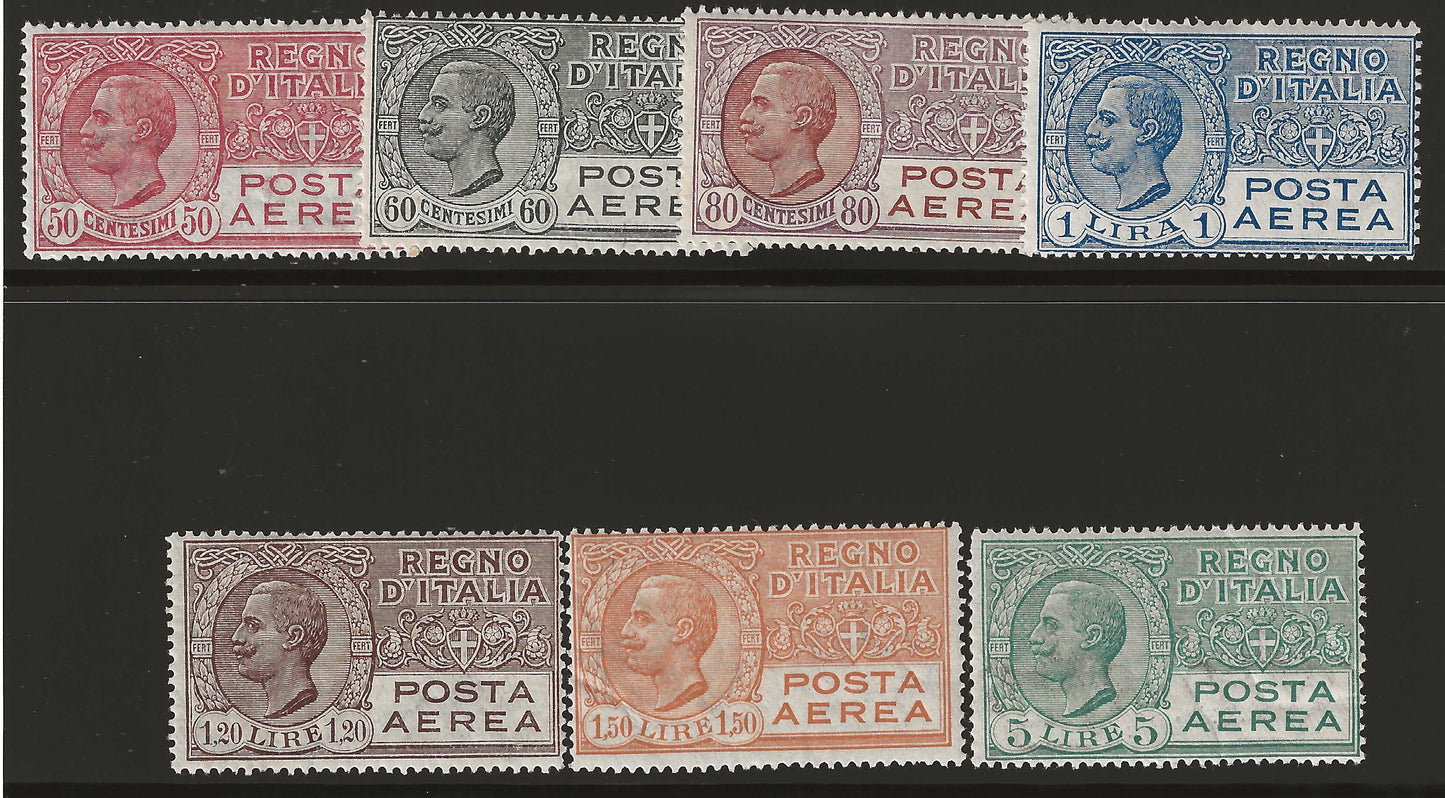1926/8 Regno d'Italia - Serie completa francobolli di Posta Aerea con effigie MH*