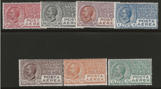 1926/8 Regno d'Italia - Serie completa francobolli di Posta Aerea con effigie MH*