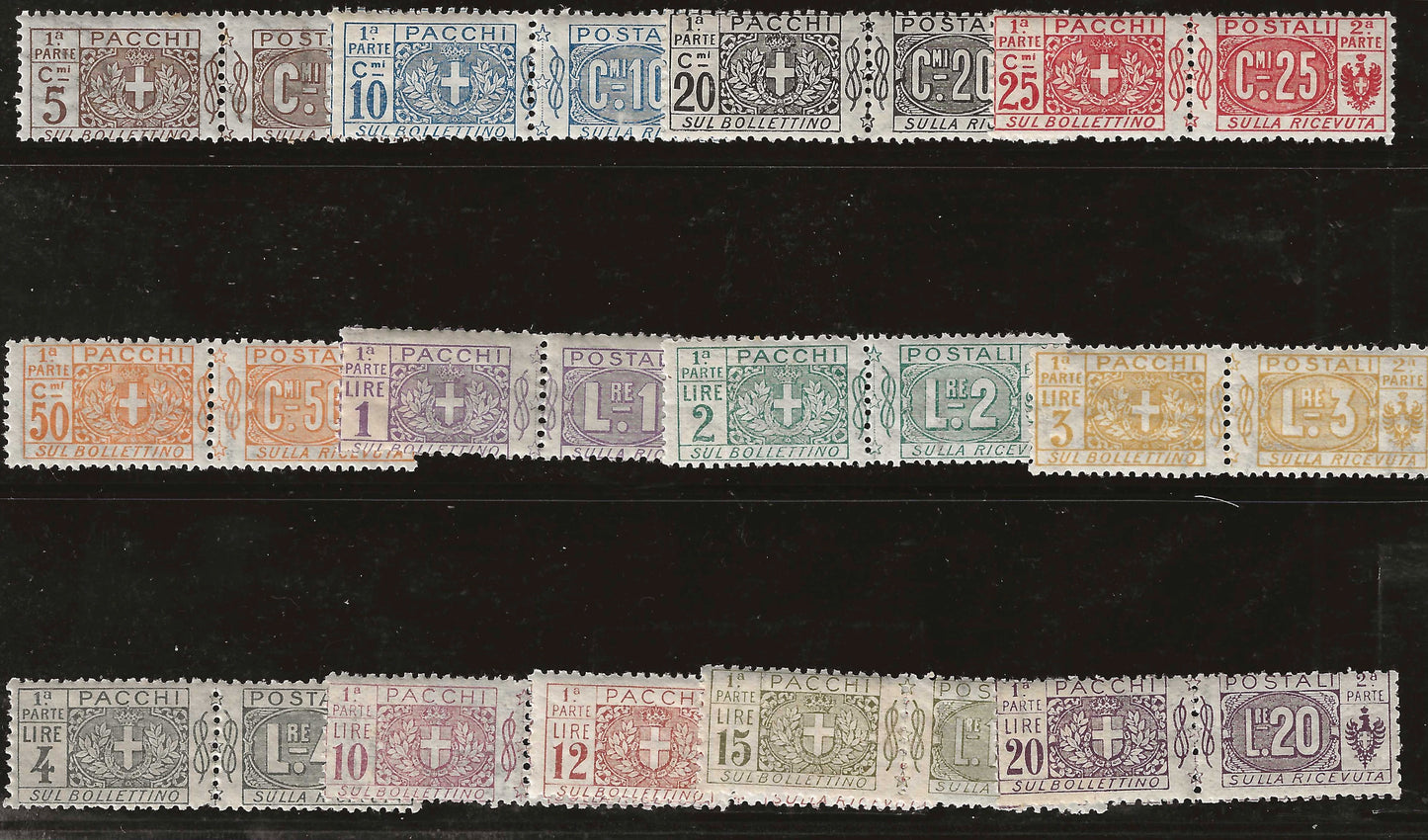 1914/22 Regno d'Italia Serie completa francobolli Pacchi Postali con nodi sabaudi MH*/MNH**