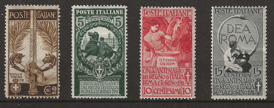 1911 Regno d'Italia - Serie completa francobolli serie Cinquantenario Unità d'Italia MH*