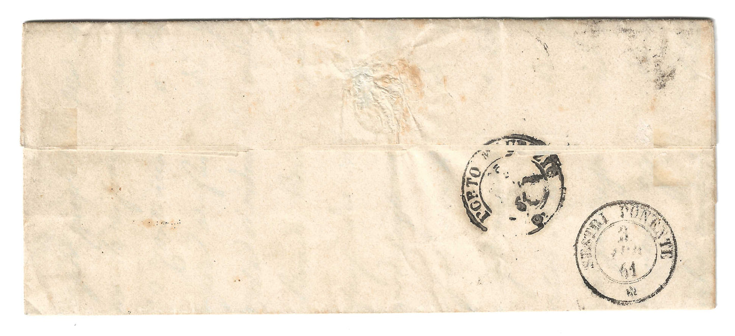 1861 Regno di Sardegna - Piego da DOLCEDO a Sestri Ponente con francobollo da 20 c. Sassone 15Cb