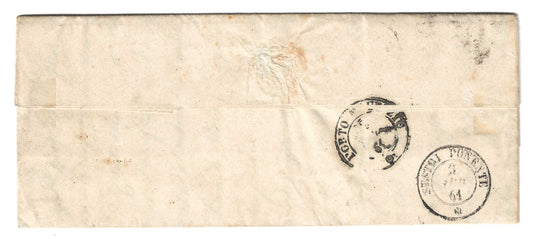 1861 Regno di Sardegna - Piego da DOLCEDO a Sestri Ponente con francobollo da 20 c. Sassone 15Cb