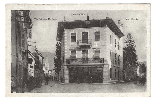 1921 Fiume Cartolina da Cormons a Udine con vignetta d'imitazione da 20 c. dei francobolli di Fiume