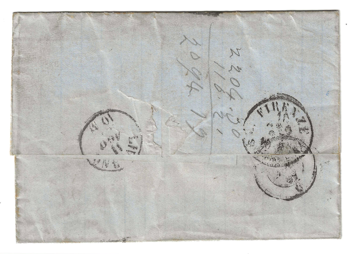 1867 Regno d'Italia - Francobollo da 60 c. DLR con annullatori PIROSCAFI POSTALI ITALIANI e muto a rombi numerale