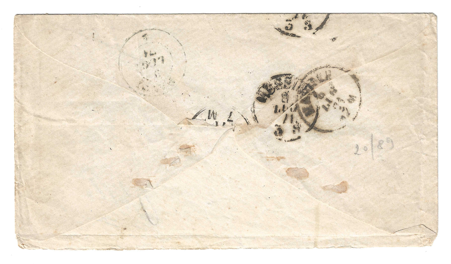 1871 Regno d'Italia - Busta da Tunisi a Patti con francobollo da 40 cent. Torino annullo numerale punti