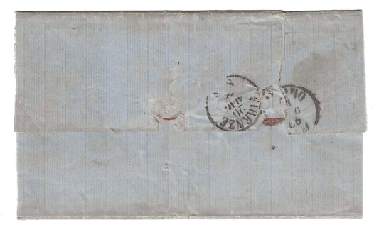 1866 Regno d'Italia - Piego da Alessandria d'Egitto con francobollo 60 c De La Rue e annullo Piroscafi Postali italiani