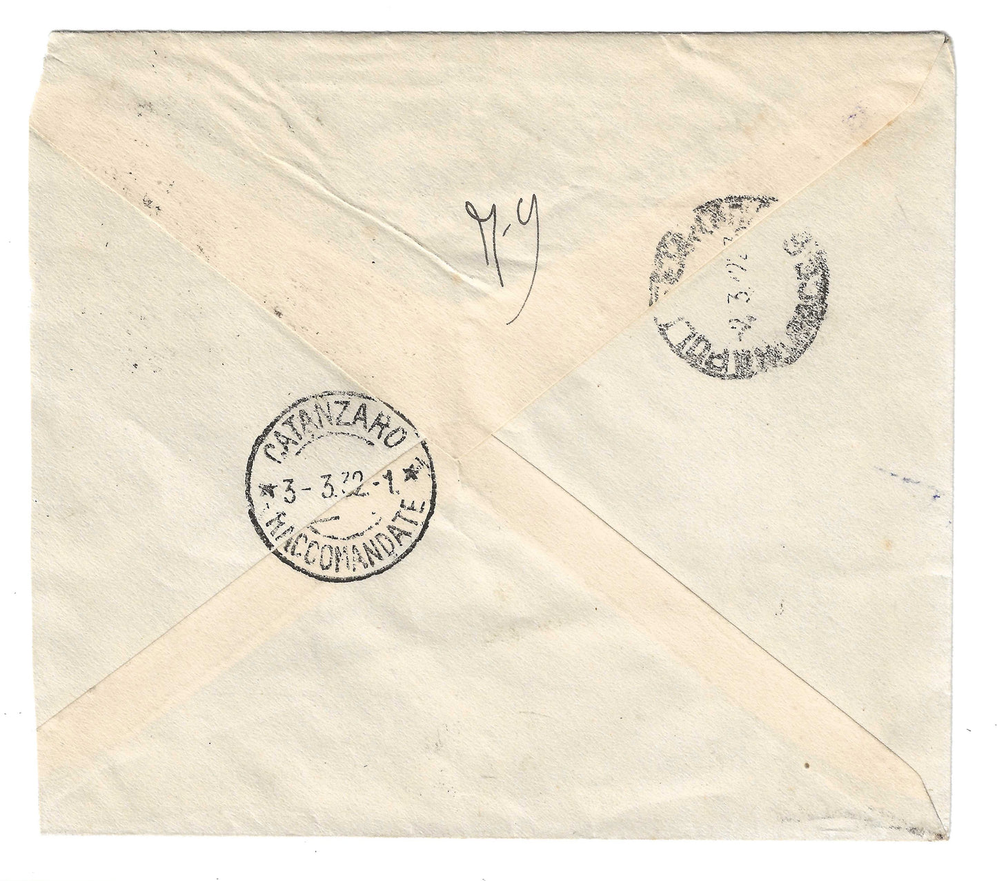 1932 Regno d'Italia Busta per Catanzaro con francobollo 1,25 l. serie Accademia Navale di Livorno 1931