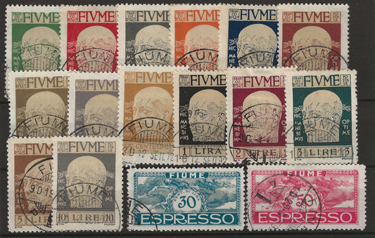 1920 Fiume - Serie completa francobolli ordinari + espressi D'Annunzio usata