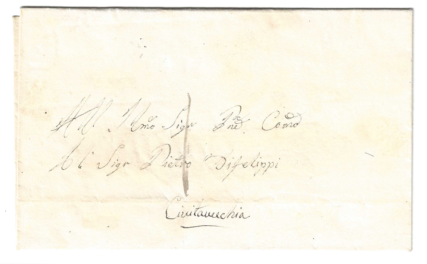 1861 Stato Pontificio - Lettera porto segnato da ALLUMIERE a Civitavecchia con francobolli da ½ baj.