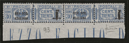 1944 Repubblica Sociale RSI - Coppia francobolli Pacchi Postali 30 c. varietà Sottoriva MNH**