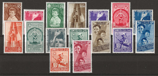 1937 Regno d'Italia Serie completa ordinaria + aerea francobolli Mostra Colonie Estive MH*