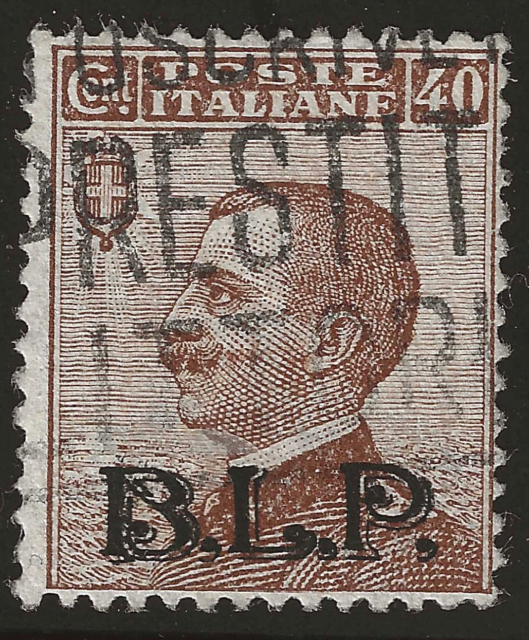 1922 Regno d'Italia - Francobollo da 40 c. bruno Michetti BLP stampa nera usato firmato Colla