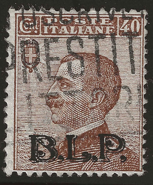 1922 Regno d'Italia - Francobollo da 40 c. bruno Michetti BLP stampa nera usato firmato Colla
