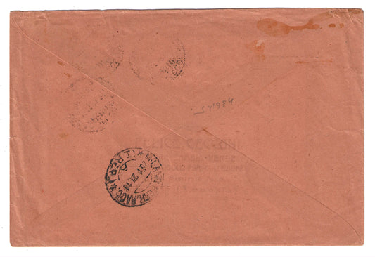 1921 Regno d'Italia Busta per l'Olanda affrancata con coppia francobolli da 55 c. tipo Michetti rari