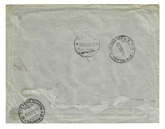 1932 Regno d'Italia busta da Milano a Vasto con francobolli serie Decennale Marcia su Roma