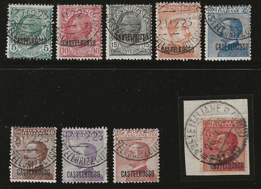 1924 Colonie italiane Castelrosso - Serie completa francobolli posta ordinaria usati/frammenti