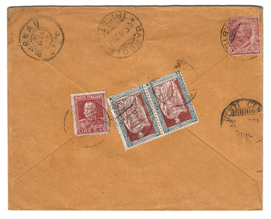 1928 Regno d'Italia busta per la Germania con francobolli 2,55 l. Parmeggiani e 30 c. Emanuele Filiberto