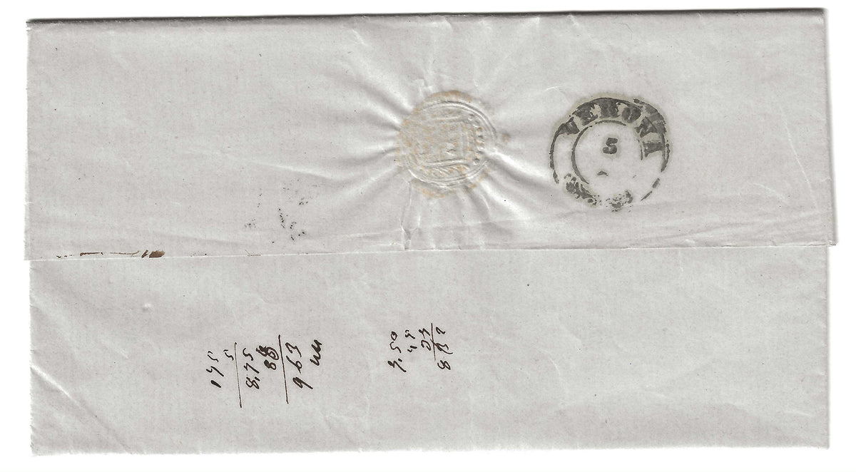 1854 Lombardo Veneto - Francobollo da 15 c. I emissione tipo III da Legnago a Verona