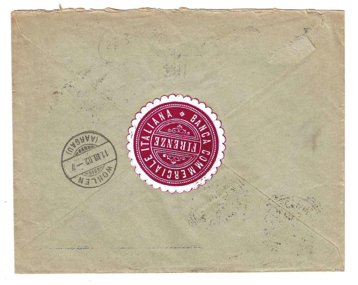 1901 Regno d'Italia - Francobollo da 50 c. malva Floreale isolato su busta per la Svizzera