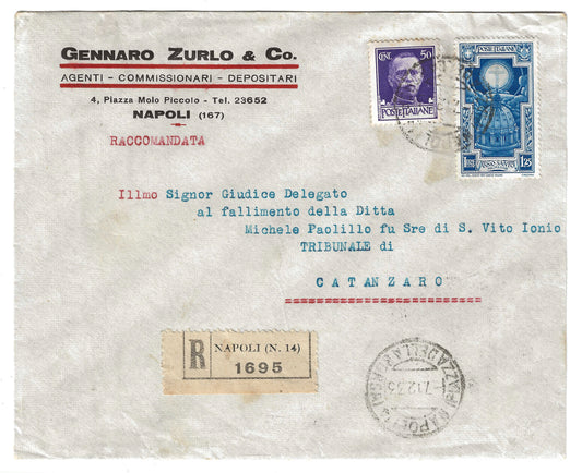 1933 Regno d'Italia Busta per Catanzaro con francobollo da 1,25 l. serie Anno Santo