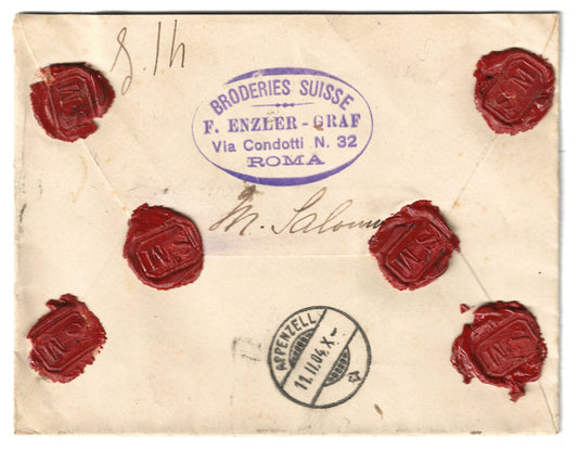 1904 Regno d'Italia - Busta per la Svizzera con coppia francobolli 25 c. serie Floreale del 1901