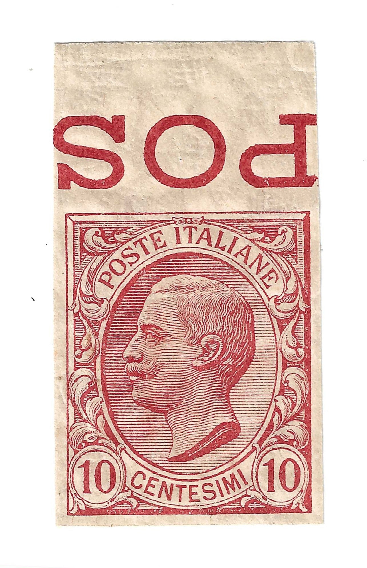 1906 Regno d'Italia - Francobollo 10 c. rosa Leoni non dentellato bordo foglio MNH**