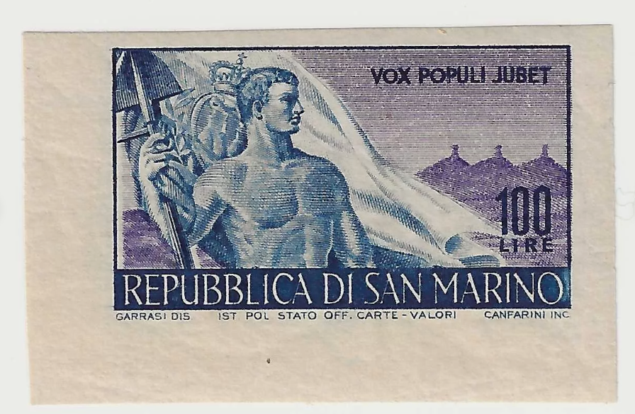 1948 San Marino - 100 L. serie Lavoro non dentellato MNH**