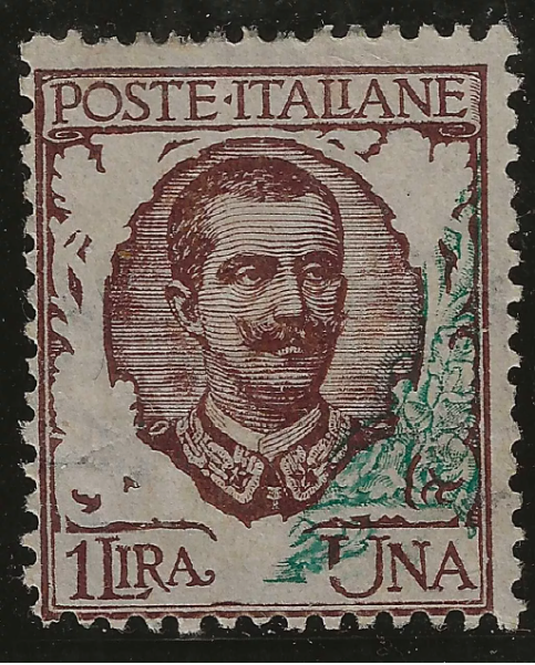 1901 Regno - 1 L. Floreale stampa ornato quasi completamente mancante MH*