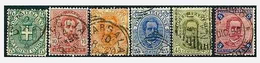 1891 Regno d'Italia - Serie completa Umberto I usata 5 L. firmato A. Diena