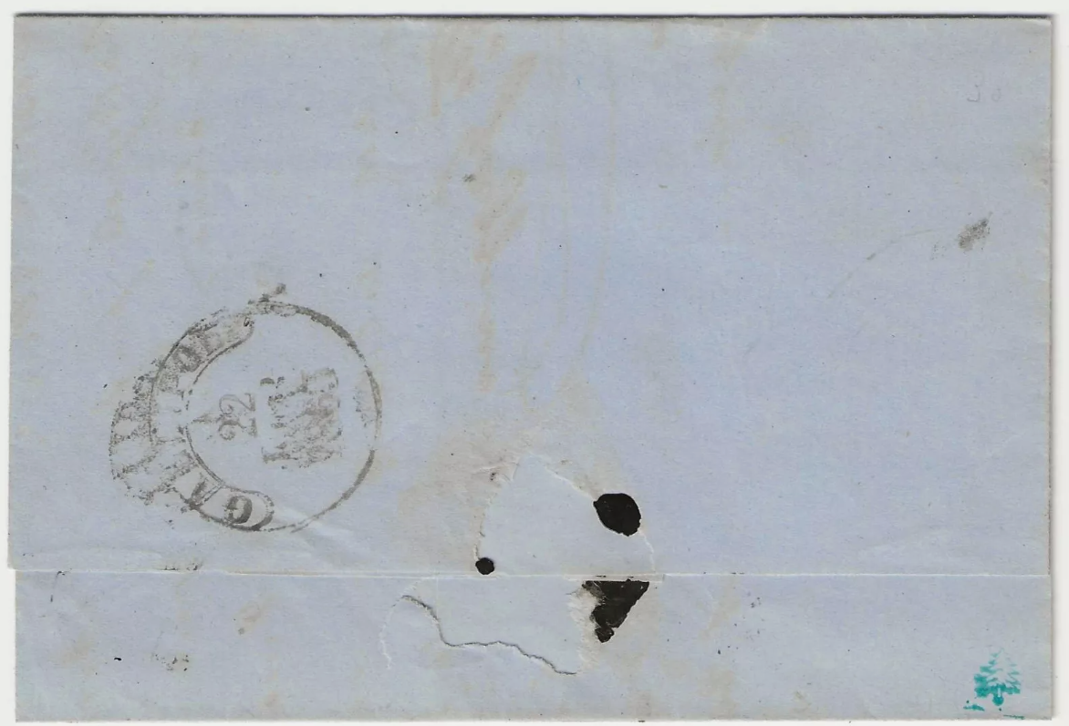 1863 Regno d'Italia - 15 c. azzurro scuro su lettera per Gallipoli firma Sassone