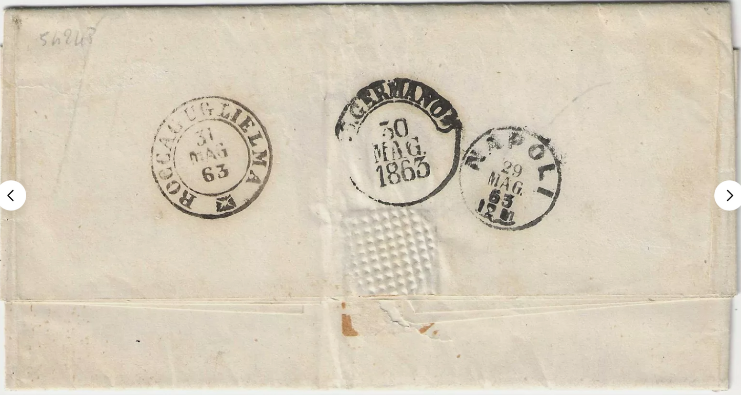 1863 Regno d'Italia - 15 c. azzurro su lettera con annullo di Vasto